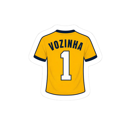 Vozinha #1 Jersey Sticker — Yellow Sports Kiss-Cut Decal for Fans & Laptops