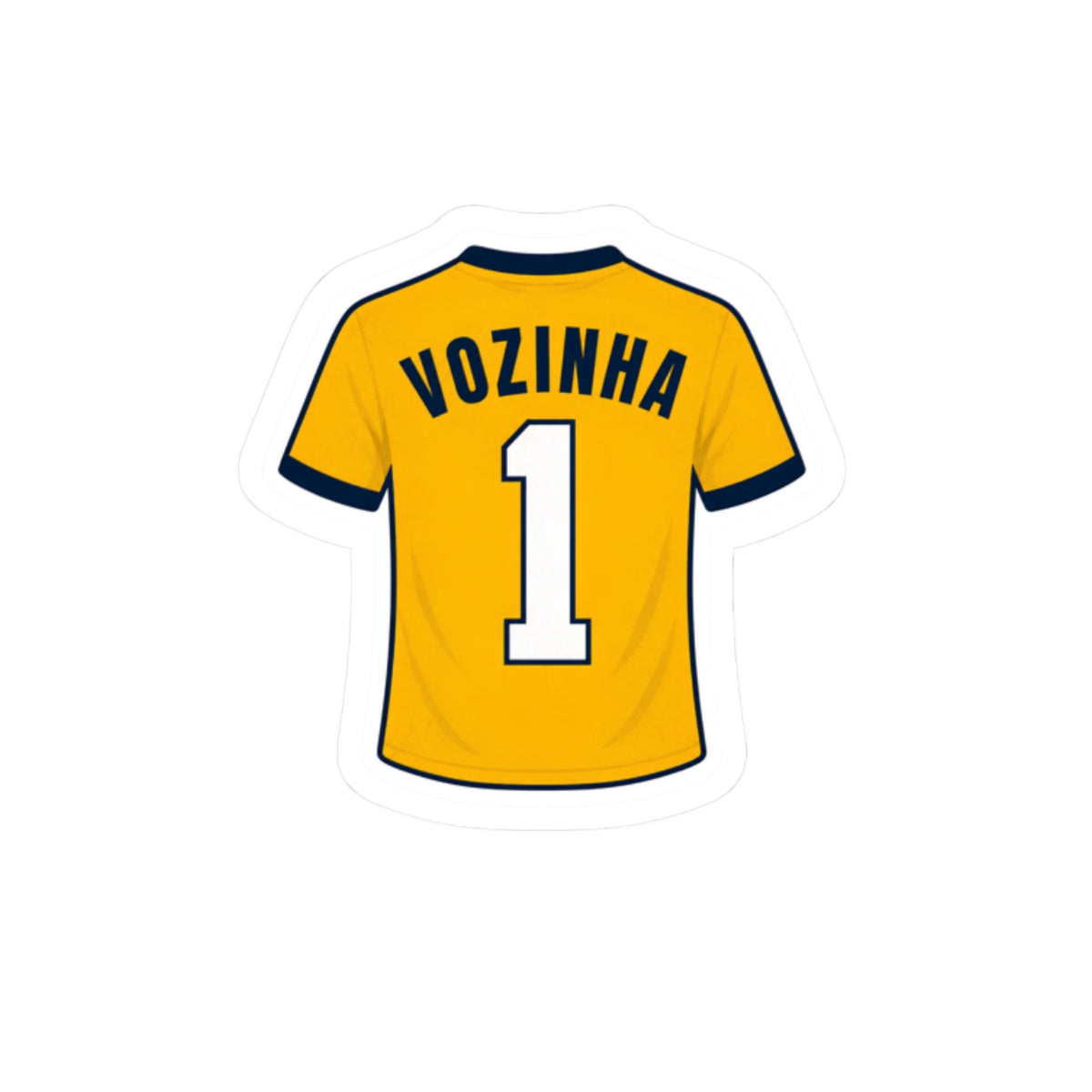 Vozinha #1 Jersey Sticker — Yellow Sports Kiss-Cut Decal for Fans & Laptops