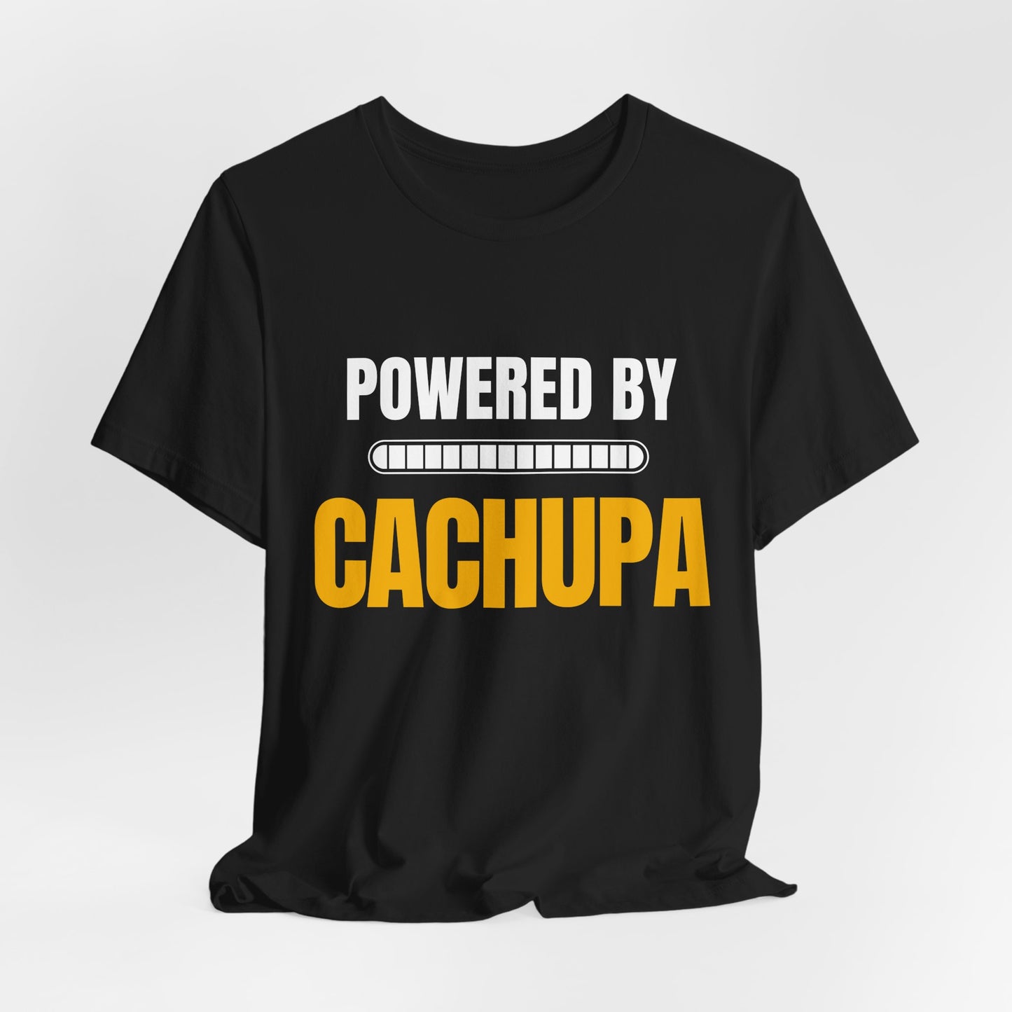 Powered by CACHUPA T-Shirt | Funny Cape Verde Food Shirt | Cabo Verde Gift | Unisex Graphic Tee