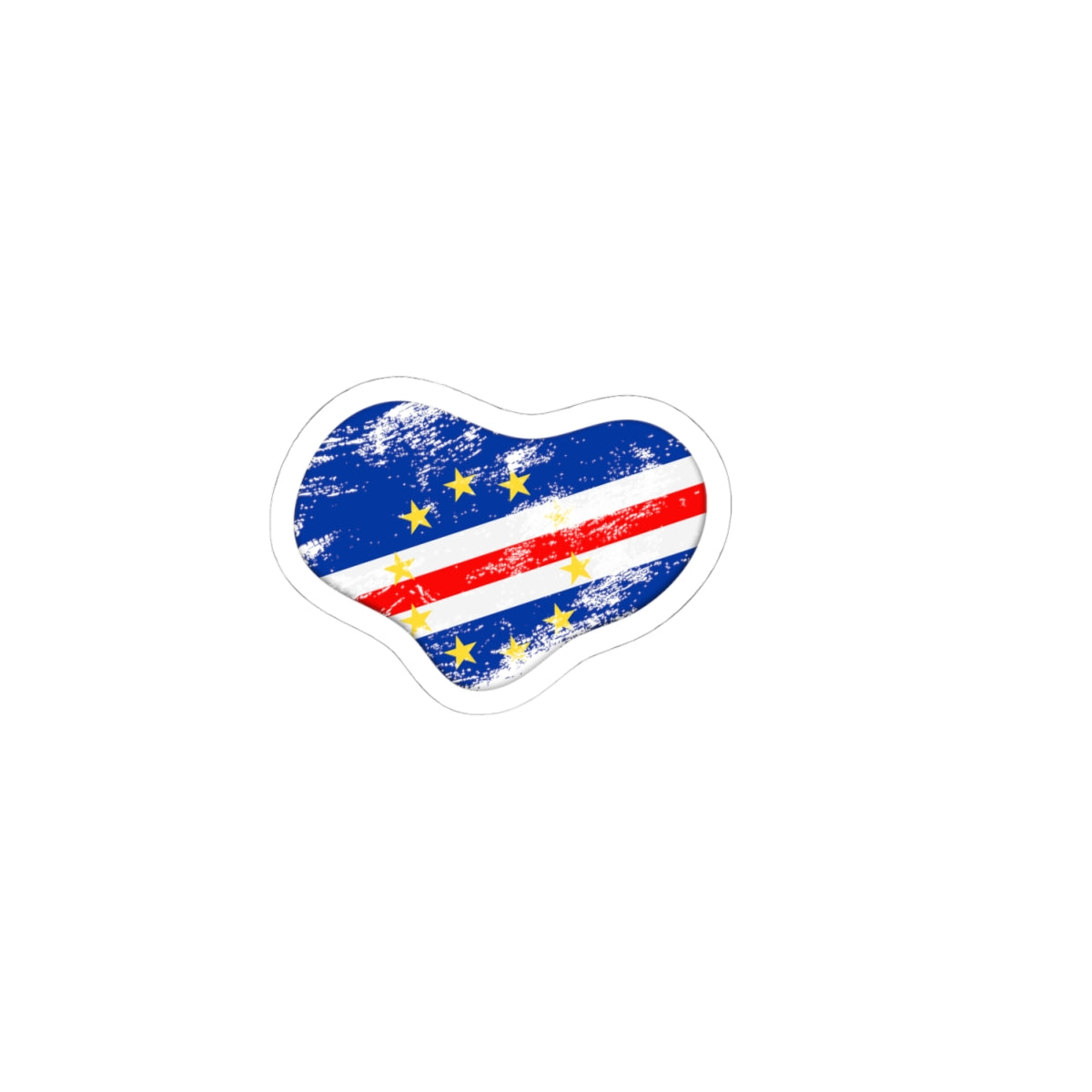 Cape Verde Flag Heart Sticker - Kiss-Cut Vinyl Decal for Laptops & Travel Gear