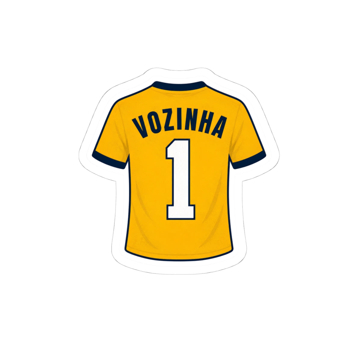 Vozinha #1 Jersey Sticker — Yellow Sports Kiss-Cut Decal for Fans & Laptops